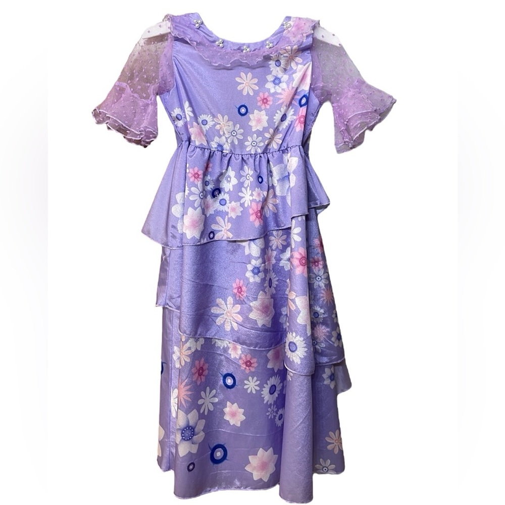 Disney Encanto “Isabela” dress-up costume purple floral tiered dress tiered
